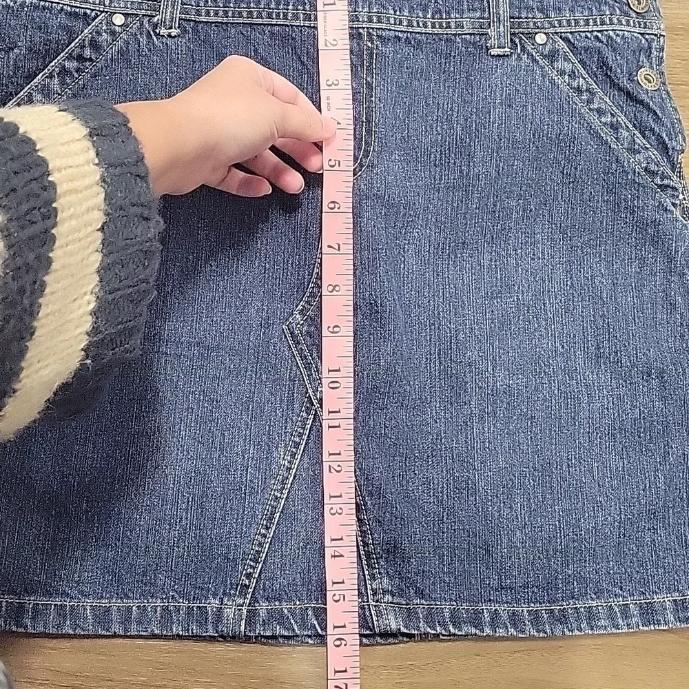 Tommy Hilfiger-Vintage 90s Denim Jean Skirt overalls-Size 8 - Picture 16 of 17